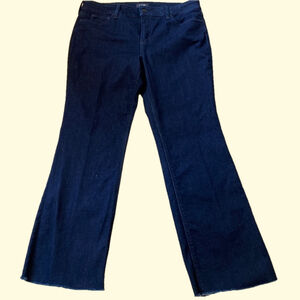 NYDJ Barbara High Rise‎ Bootcut Jeans Dark Wash Raw Hem Lift Tuck Size 16 Short